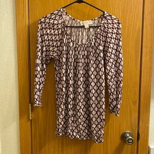 Michael Kors maroon and white patterned business top